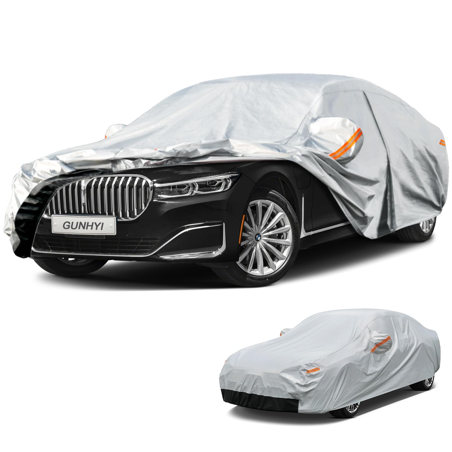 GUNHYI 6 Layer Car Cover Custom Fit BMW 7 Series 728i 730i 740i 750i 730li 740li 750li 760li (1977-2026) Waterproof All Weather, Heavy Duty Outdoor Snow Sun Rain Uv Protection
