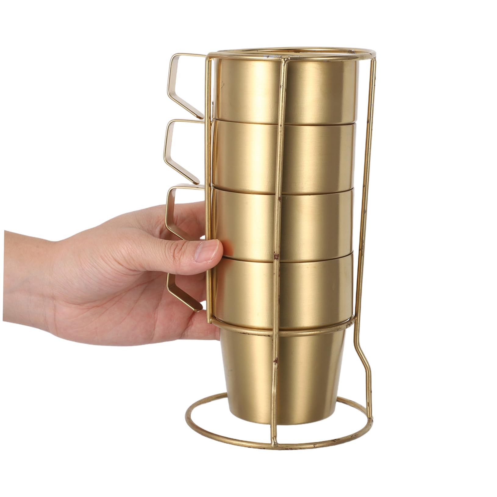 Tazas de Café Apilables de Acero Inoxidable de Doble Pared con Asas y Soporte Protección Térmica para Uso Camping Café Latte y Bebidas Frías