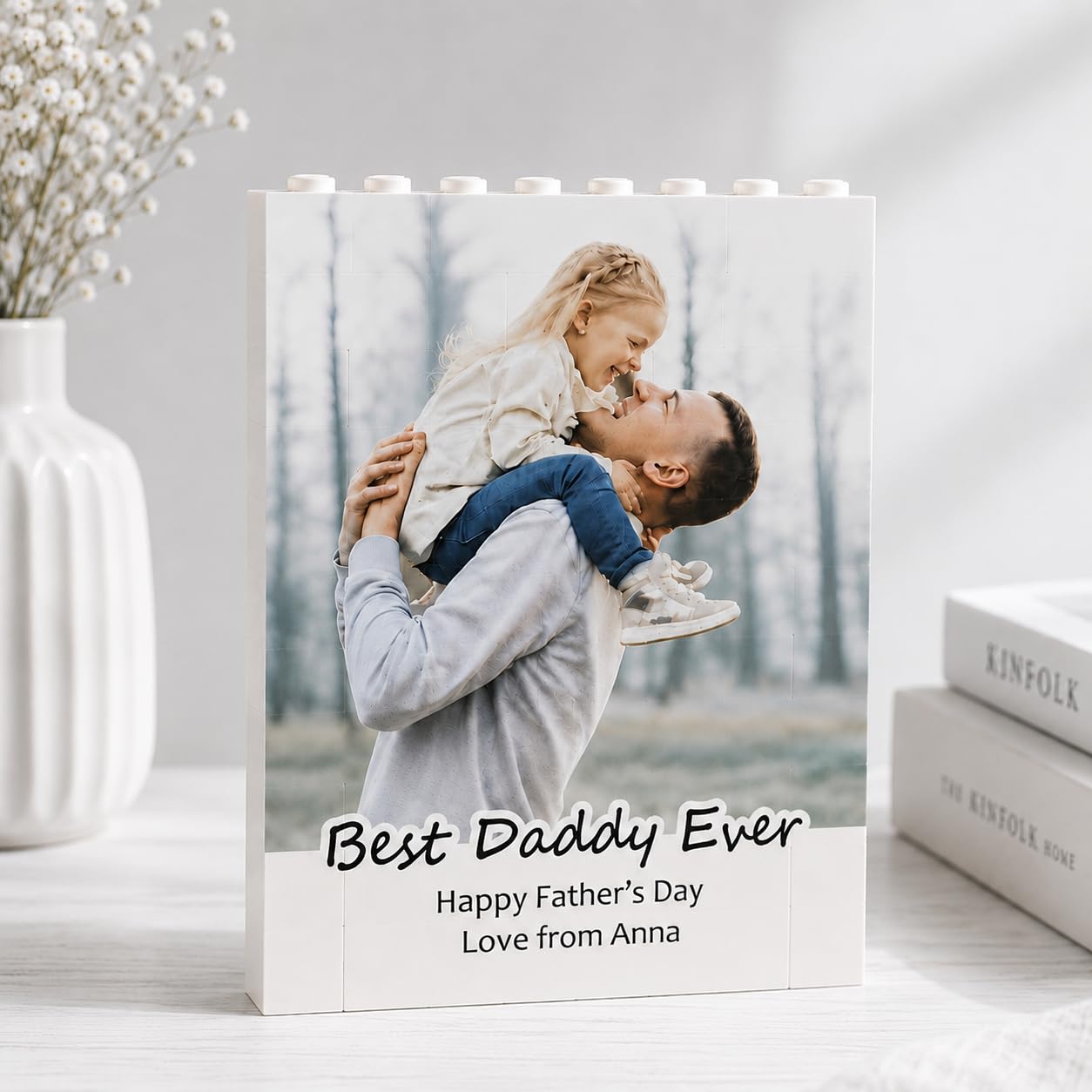 Custom Building Block Photo Gifts for Fathers Day, Personalized Picture Puzzle, Daddy and Me Building Blocks Keepsake for Papa Daddy, Gift for Papa Dad Gifts, Birthday Gift for Men Husband — image 1