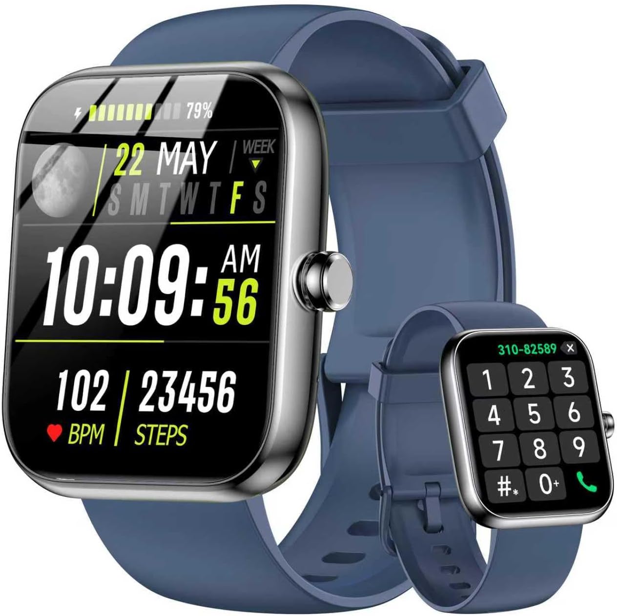 Smart Watch with Alexa Built-in, 1.83" HD Touchscreen & Fitness Tracker with Message Call Function, 24/7 Heart Rate/Sleep Monitor, 120+ Sport Modes, IP68 Waterproof, for Android iPhone (Blue)