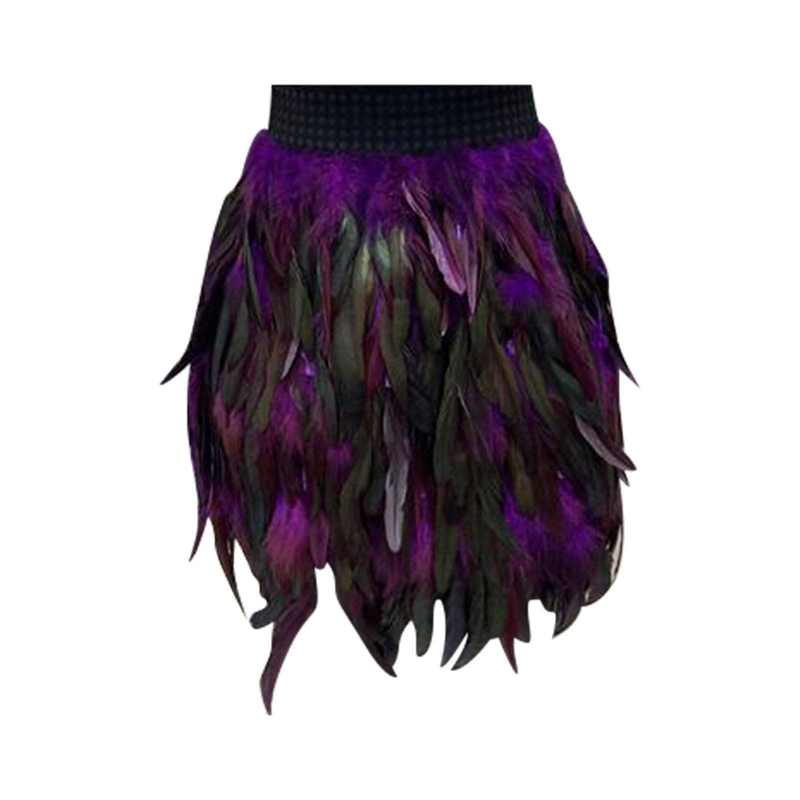 Jupe de spectacle en plumes AF-Purple idéale pour les soirées de mascarade - 5