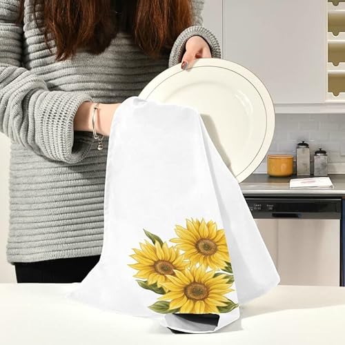 Sunflower Kitchen Towels, Dish Towel Ultra Absorbent Fast Drying, Tea Towels 28X18 Inches For Cooking Baking Household Cleaning, Set Of 4 #TOP5