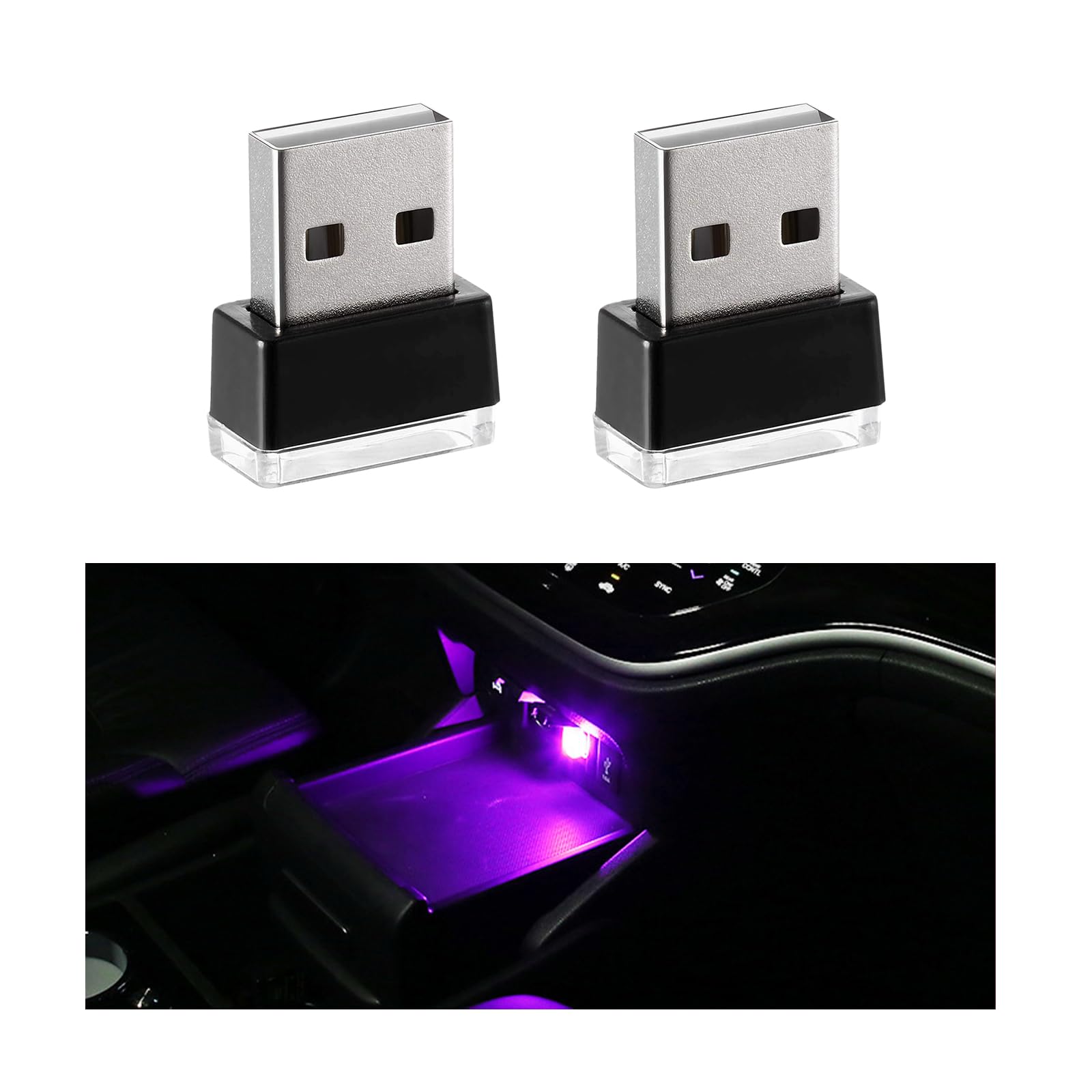 2 PCS USB LED Car Interior Atmosphere Lamp Portable Mini LED Night Light Plug-in USB Interface Trunk Ambient