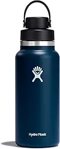 Hydro Flask Water Bottle - Insulated Stainless Steel - Wide Mouth Chug Lid, Non Spill, Leakproof in 32 Oz Inidigo Blue