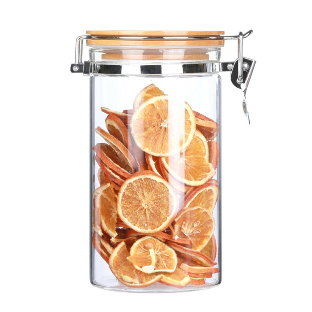 Envase de vidrio hermético de 1280ml con tapa de bambú para café y alimentos
