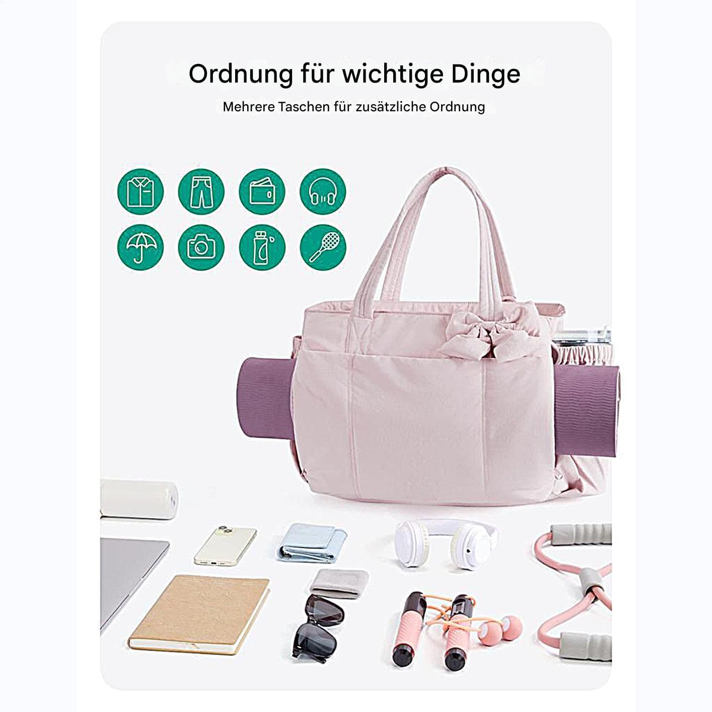 Kokardki Tote – stylowa torebka damska, elegancka torebka z regulowanym paskiem do noszenia i kieszenią jako kopertówka do biura, na wesele, do szkoły, na podróż, imprezę, do pracy