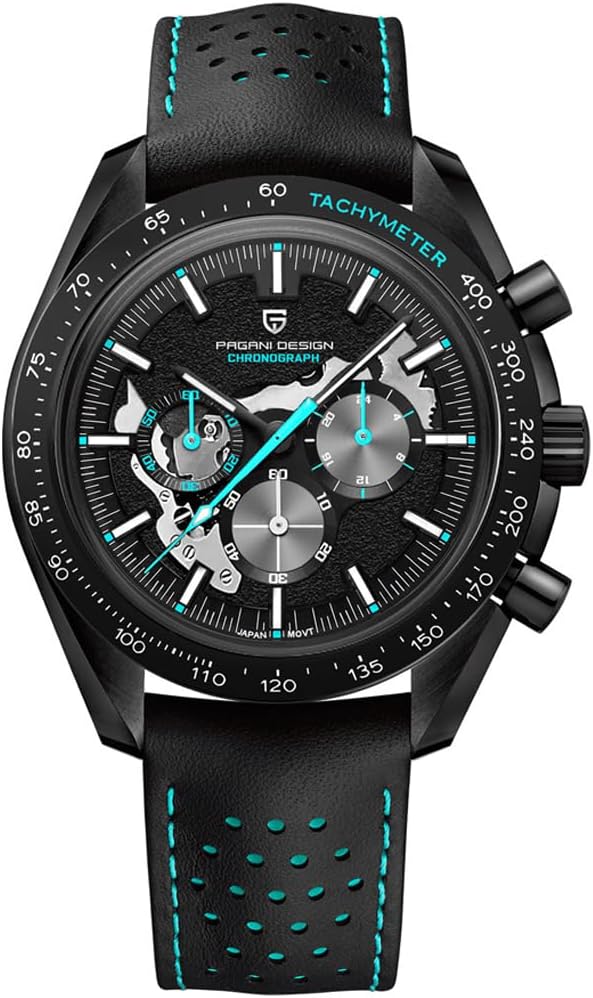 PAGANI DESIGN PD1779 Moon Back Men's Watches Luxury Quartz Watch Men Skeleton Sport Chronograph AR Sapphire Glass Wrist Watch