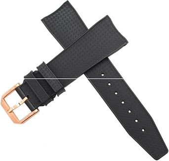 Richie Strap Watch Strap, Replacement Strap, External Product, Universal Rubber Belt, Carbon Fiber Pattern, Mounting Width 0.9 inches 22 mm, Suitable for IWC Vintage Aquatimer Family I Double Sea