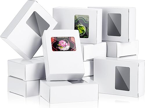 Spakon 30 cajas de jabón para embalaje de jabón casero, mini caja de papel kraft con ventana de 3.5 x 2.6 x 1.2 pulgadas, caja de regalo rectangular