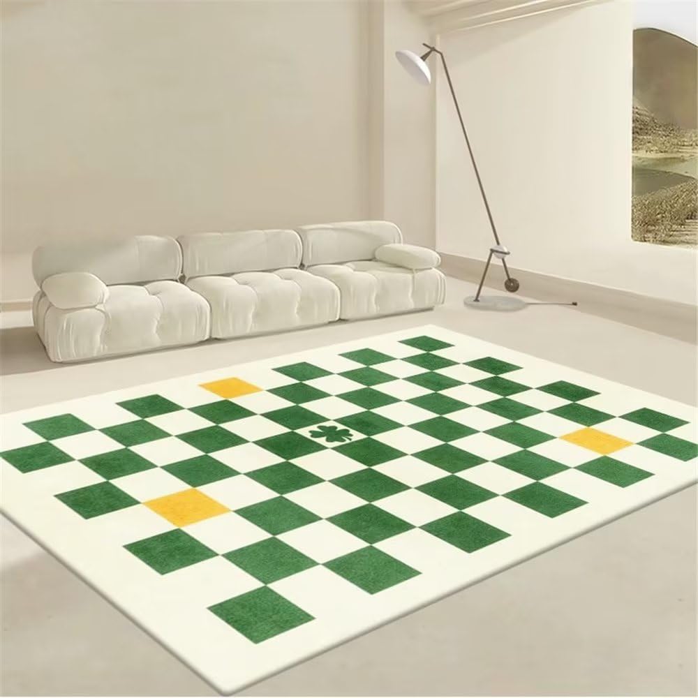 Moquette moderne verte 80x120 cm au design géométrique pour chambre