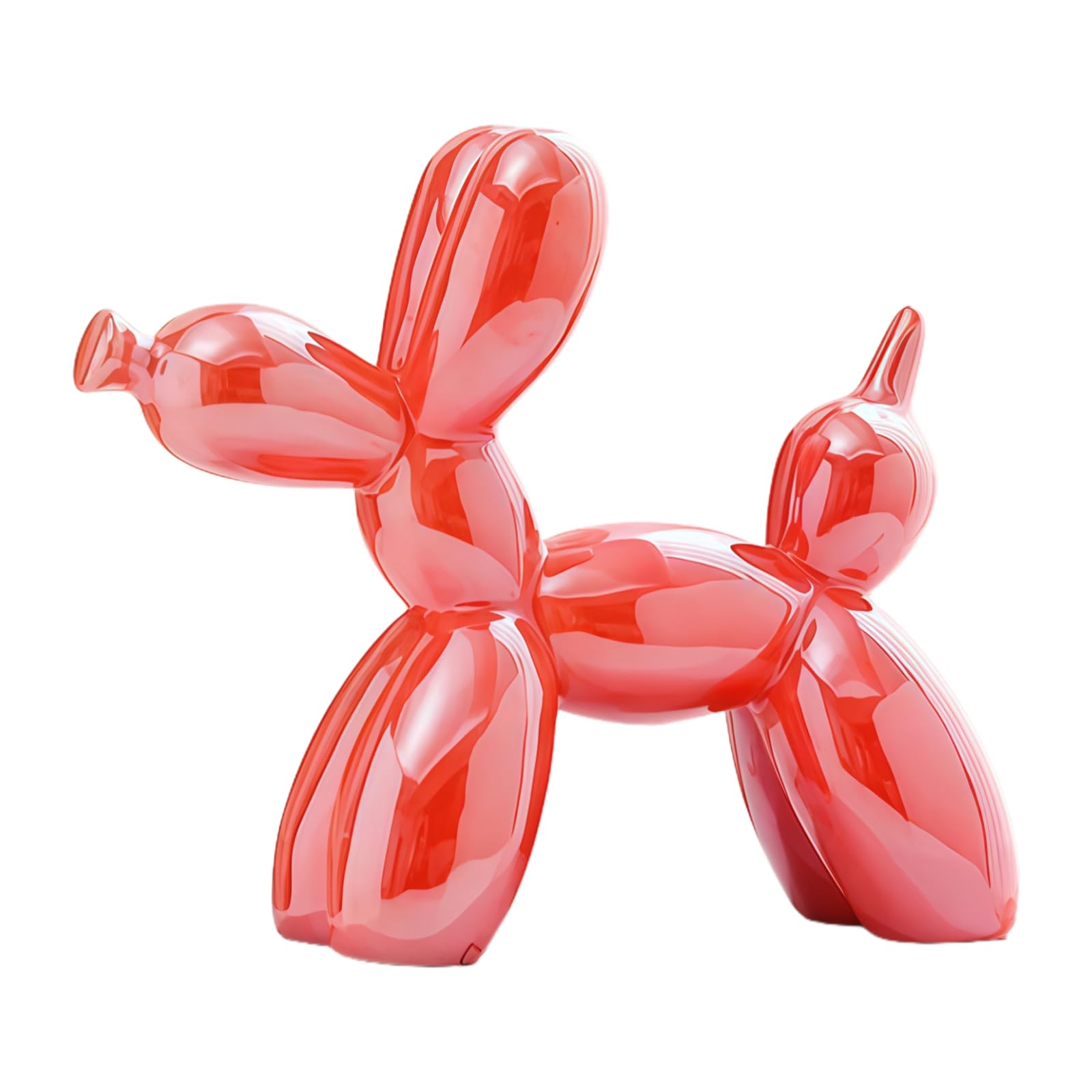 YOYUMI Electroplated Balloon Dog Sculpture Ornament,Shiny Ceramic Statue for Living Room, Bedroom, Shop Windows and Office Decor, 22 * 18 * 8cm-Red