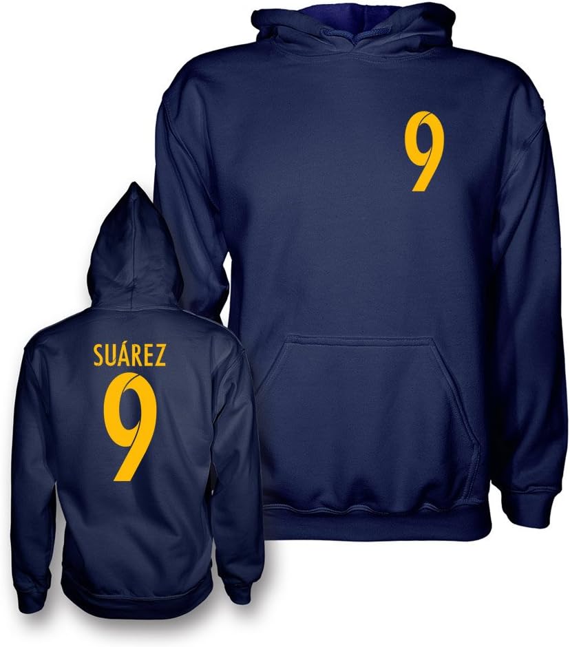 Suarez 9 Barcelona Style Kids Hoodie 15/16 (Navy/Yellow) - LB (9-11yrs)