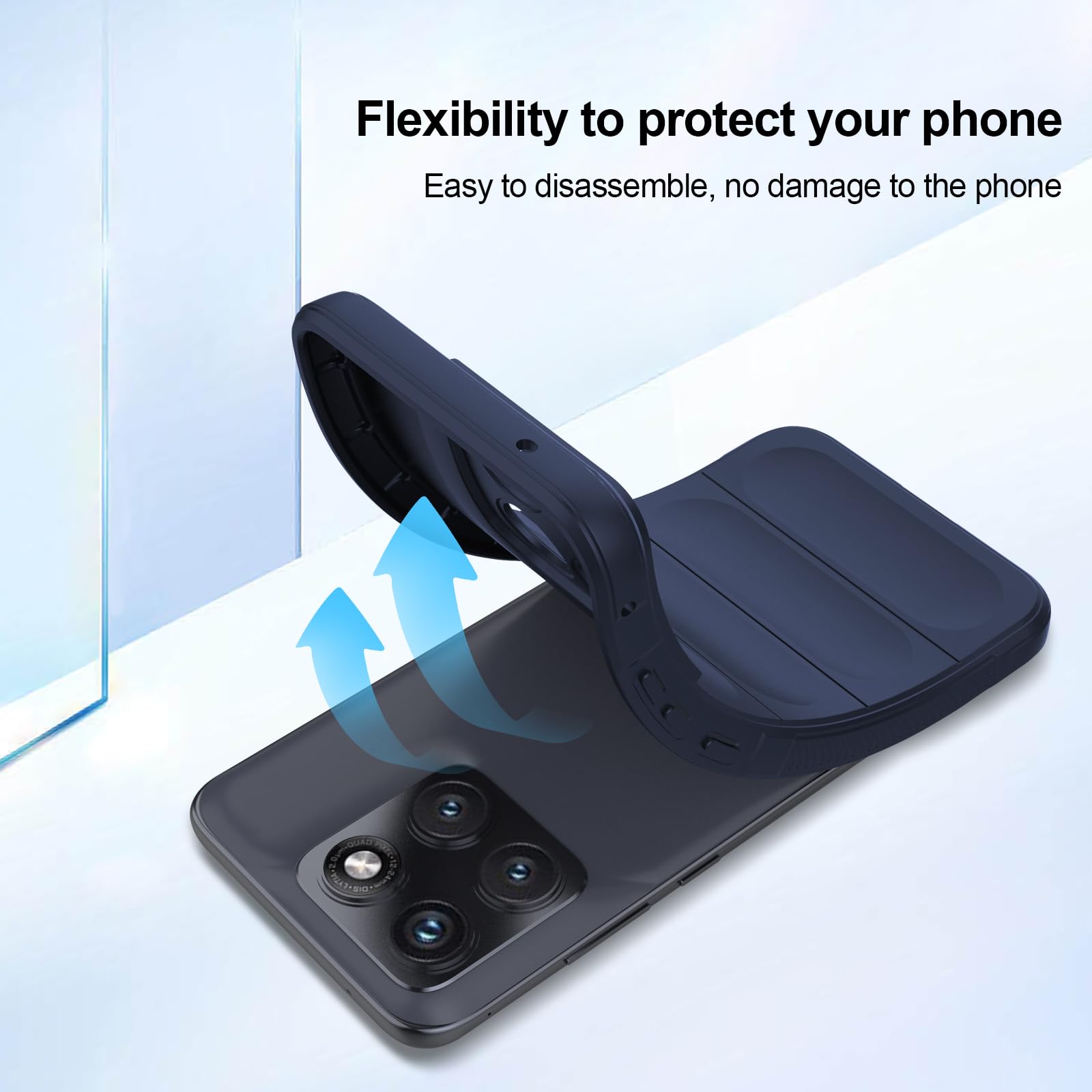 Cover per Motorola Moto Edge 70 Fusion, Custodia in Silicone Morbido TPU, Custodia Antiurto con Strato Interno in Fibra e Protezione della Fotocamera, Blu