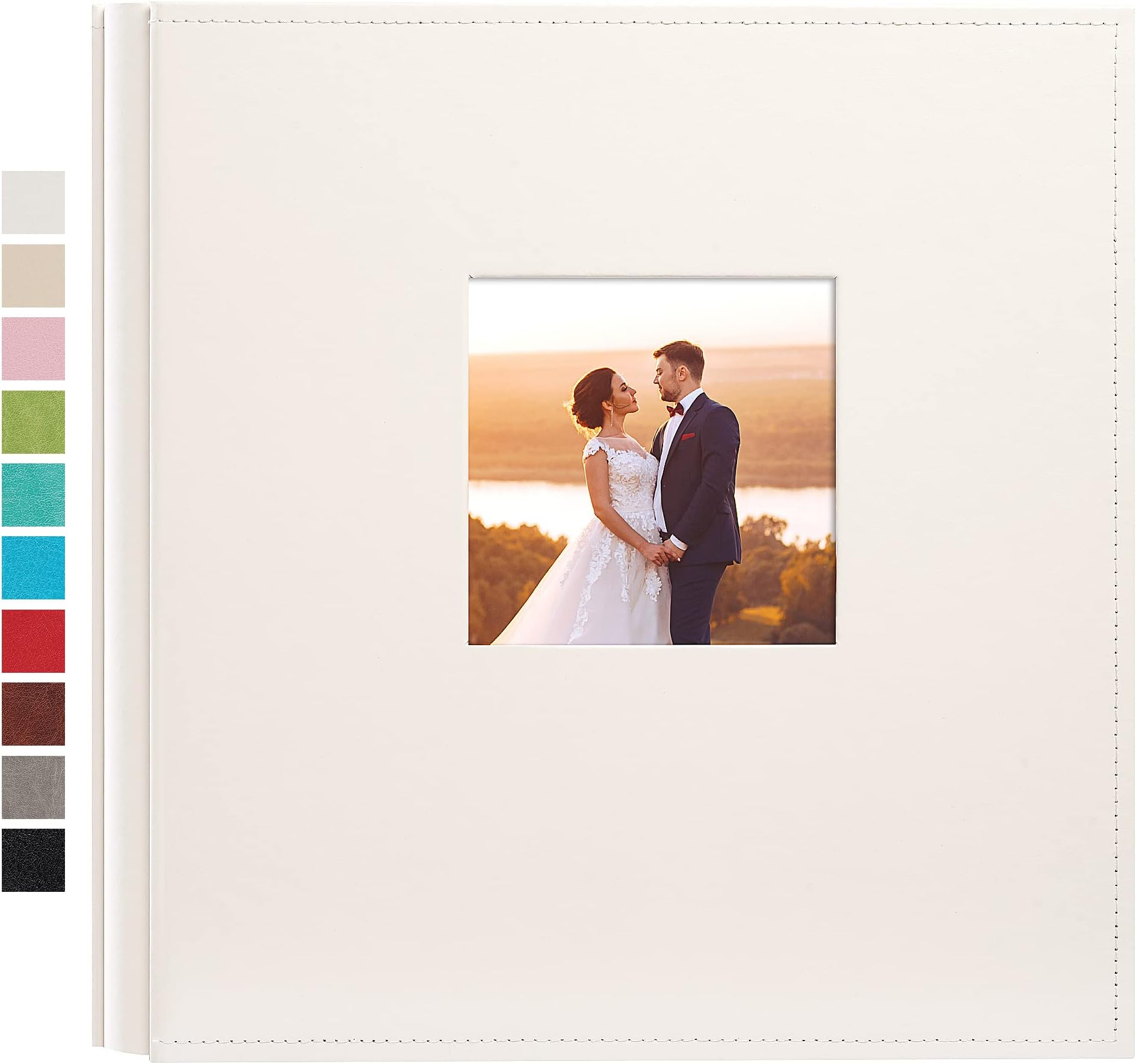 potricher Photo Album 4x6 600 Photos Leather Cover Large Capacity Picture Albums with 600 Horizontal and Vertical Pockets for Family Wedding Anniversary and Baby (White)