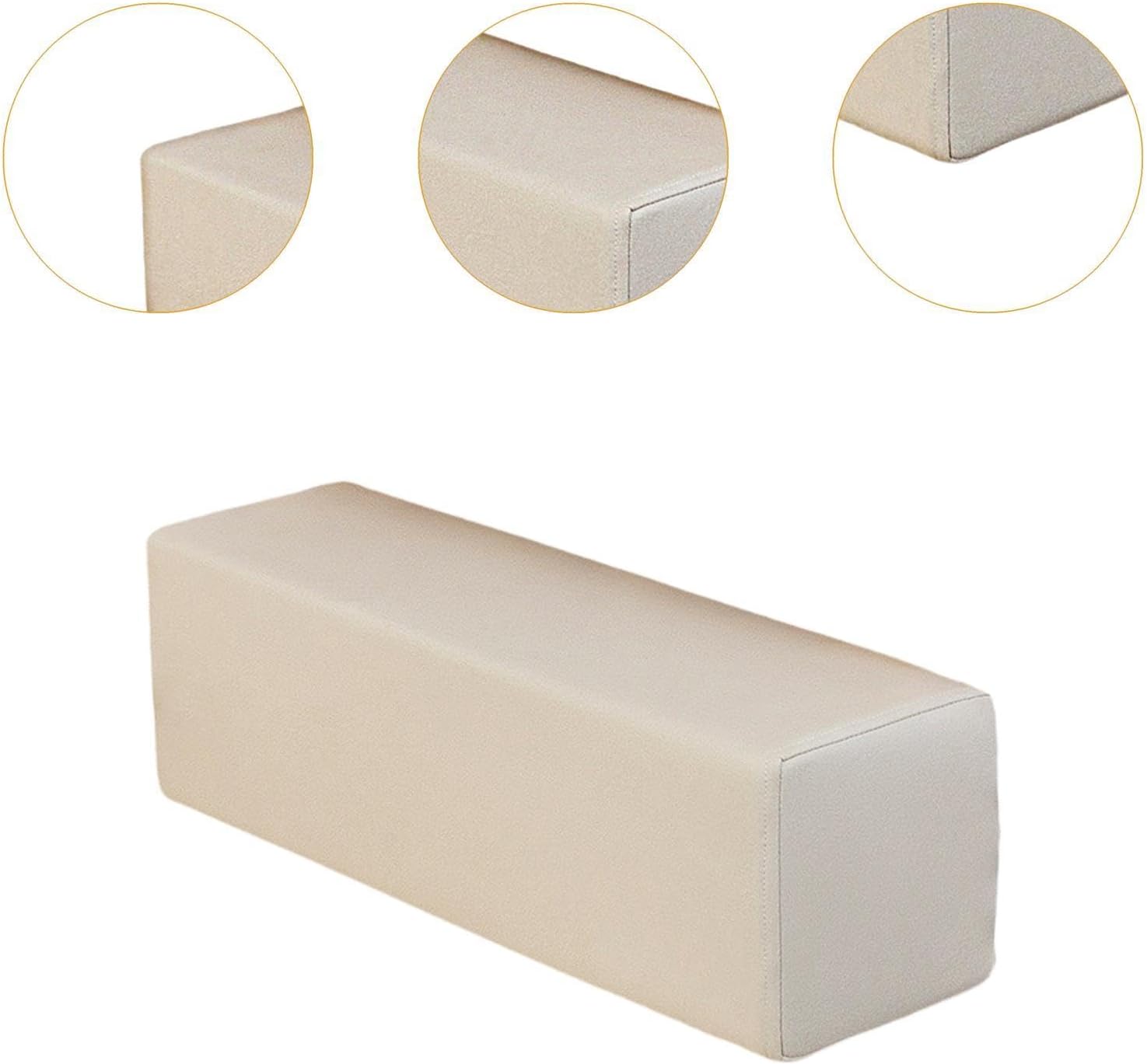 Arm Rest Pillow Cushion for Sofa Bed Armchair, Thicken Couch Support Pad Rectangular with Removable Pillowcase, Headboard Cushion High Density Foam Elbow Pillow Gap Filler, Beige