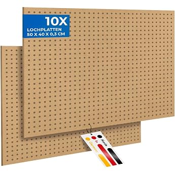 Mini Perforated Wall MDF 50 x 40 x 0.3 cm Hole Diameter 5 mm Distance 15 mm Raw 10