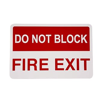 SAFE HANDLER Do Not Block Fire Exit Sign, 12 x 8, Rust Free Metal Warning Signs for Indoor/Outdoor, Easy to Mount 1 Piece