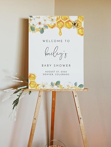 Letrero de bienvenida personalizado para baby shower de abeja, póster de bienvenida de Baby Shower de miel de abeja, lienzo de bienvenida de baby