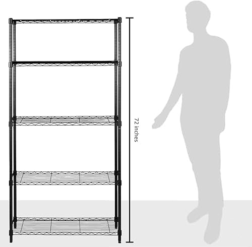 Miniatura 7 de Tienda Basics Estantería de almacenamiento ajustable de 5 estantes resistente capacidad de carga de 350 libras por estante estante de alambre
