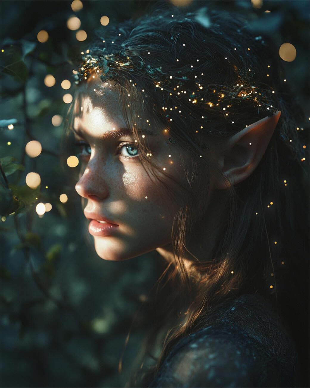 RKFLGEW 14CT Cross-Stitch Counted Kits Portrait of an Elf Woman Cross Stitch Starter Set for Adults DIY Needlepoint Kits Embroidery Patterns Home Decoration 40x50cm
