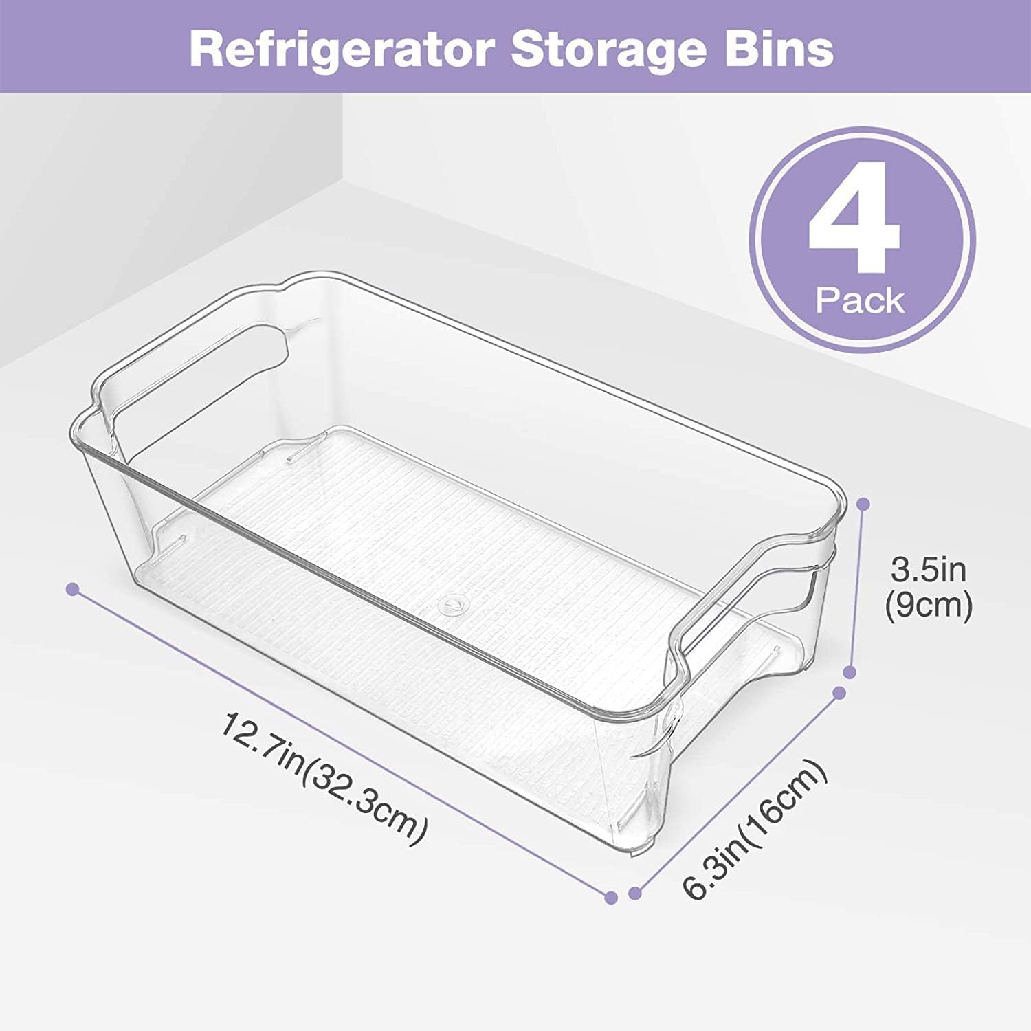 Puricon 4 Pack Fridge Organiser Set Storage Box Tray, Clear Plastic Stackable Bins, Freezer Space Saver, Refrigerator Tidy Container, for Pantry Kitchen Cupboard Cabinet Storage –Large 6 61Avd9rsMIL. AC SL1500