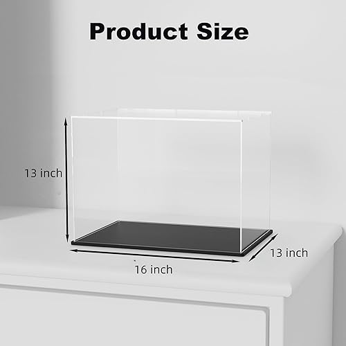 Miniatura 32 de vitrina acrílica, caja de acrílico transparente con base mate y tapa para exhibición, vitrina grande para figuras de acción, almacenamiento