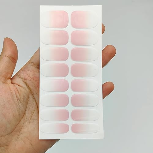 Miniatura 5 de Tiras de uñas de gel, calcomanías de uñas de gel de larga duración, sin rayos UV, 16 envolturas impermeables de color rosa degradado para mujeres,