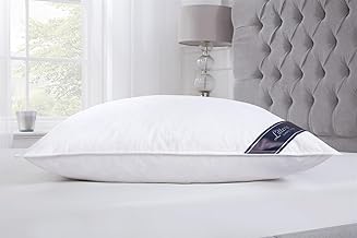 Littens Luxury Extra Filled White Duck Feather & Down, Side Sleeper Pillow 230TC 100% Cotton Down-Proof, Piped Edge, 48cm x 74cm (19" x 29") 1400 gram