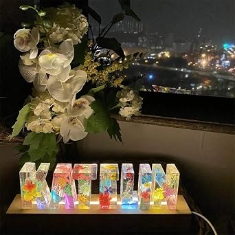 Custom Name 3D Crystal Lamp Personalized Flower Letter Lamp Custom Name Night Light Bedroom Night Light Christmas New Year Birthday Gift