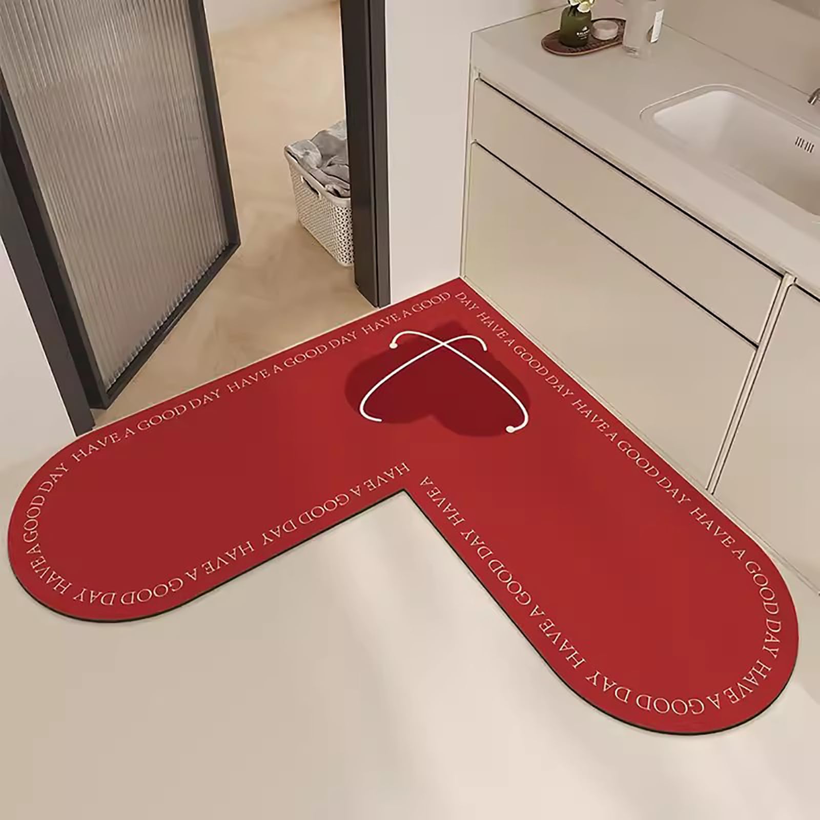 Generico Tappeto da Bagno a Forma L,Assorbente Acqua,Antiscivolo E Facile da Pulire,G,120x120cm(47x47inch) | Morbido Impermeabile, Spessore 3,5 mm (0,137 in)