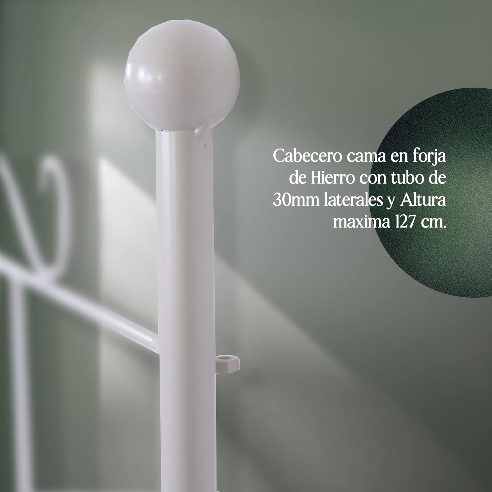 Mueblix Cabecero de Forja Ecus (150 cm, Blanco Roto)