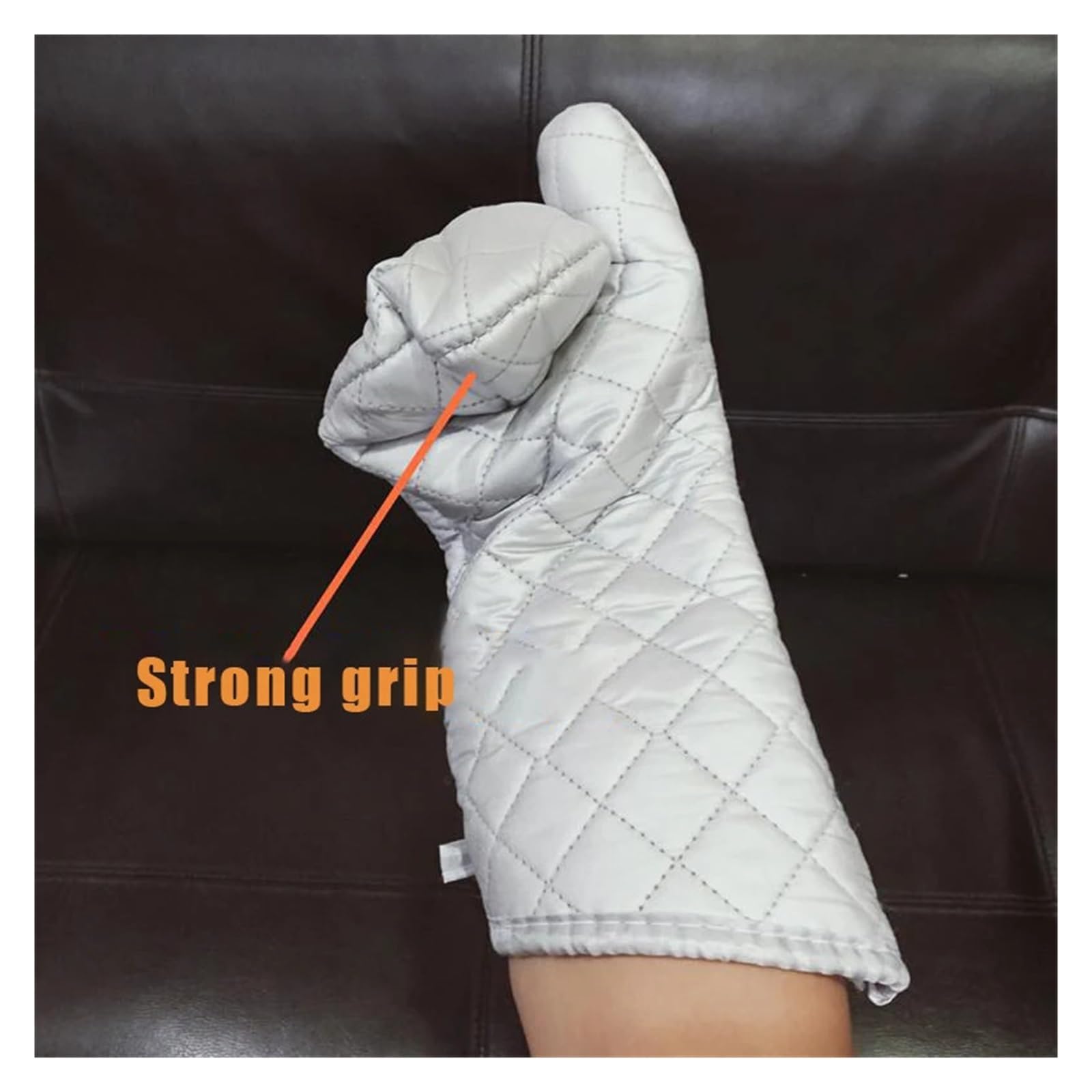MRKU Guantes para Hornear y cocinar, 1 par, Resistentes al Calor, Largos, antiescaldaduras, de Tela Plateada.