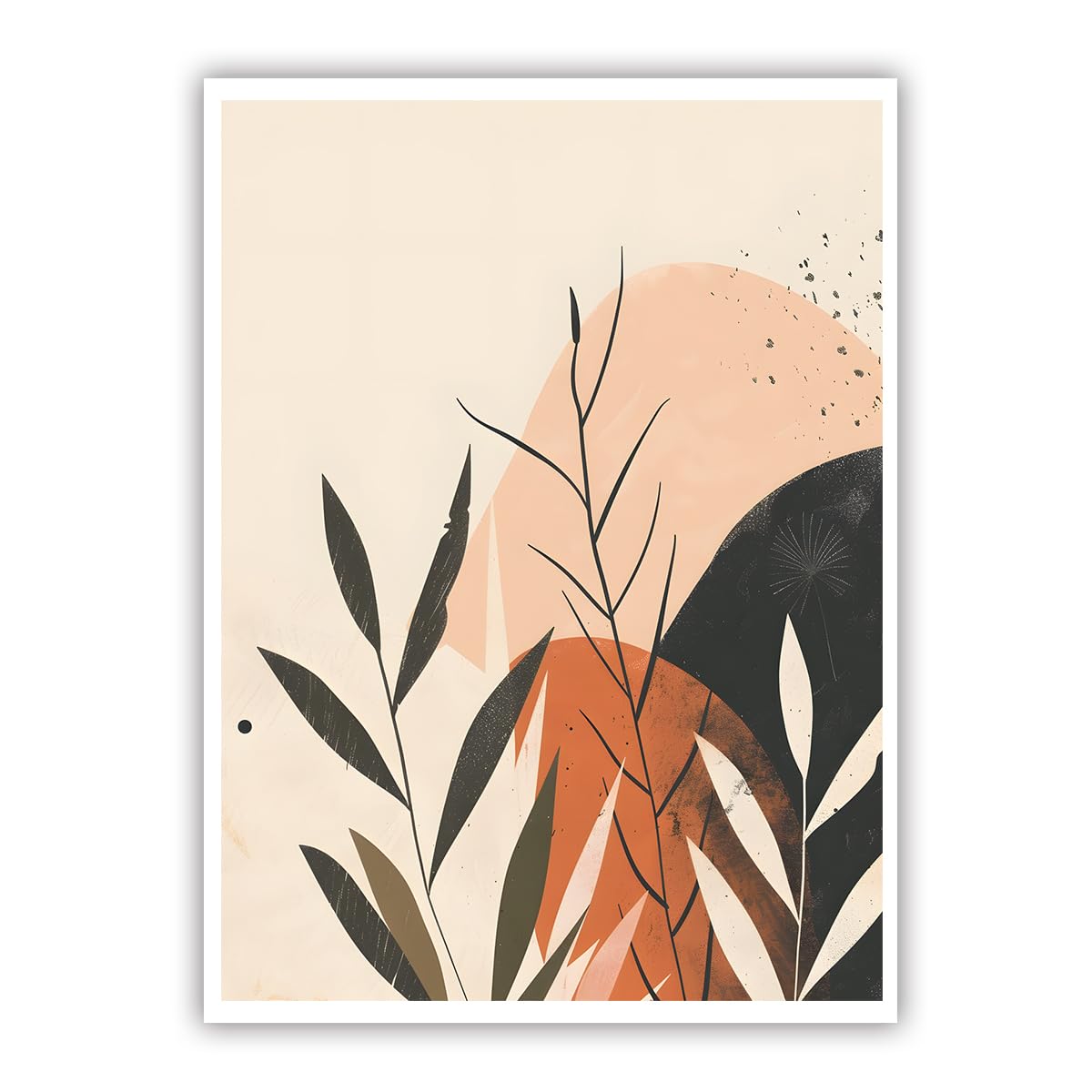 TOANGWALL Abstract Botanic Wall Art Modern Printing On Canvas Boho Nature Pictures Minimalist Design Poster Mural For Living Room Bedroom Decor 80x95cm No Frame