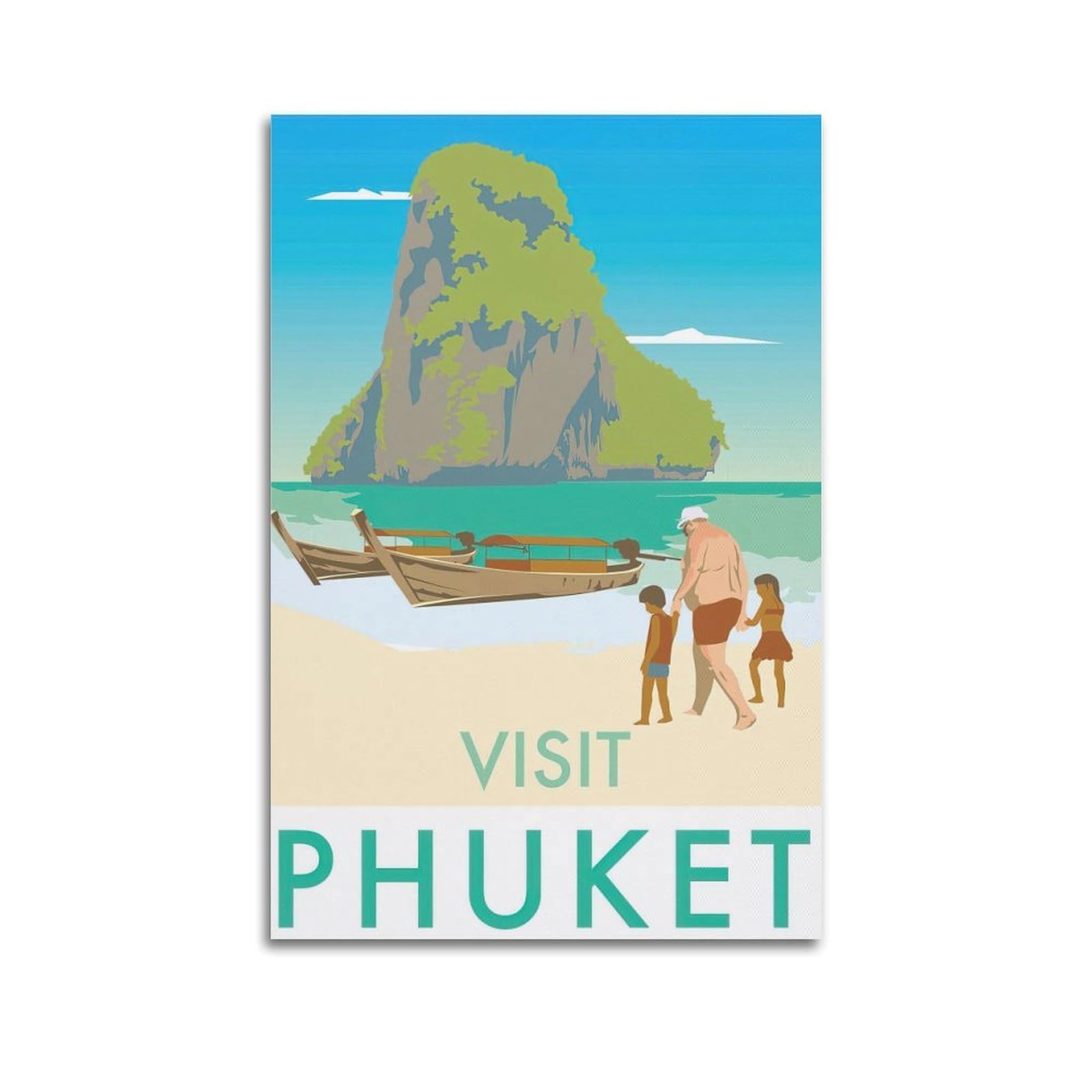DLJGDS Vintage Travel Poster Thailand Phuket Decorative Painting Canvas Wall Posters And Modern Family Bedroom Decor 16x24inch(40x60cm)
