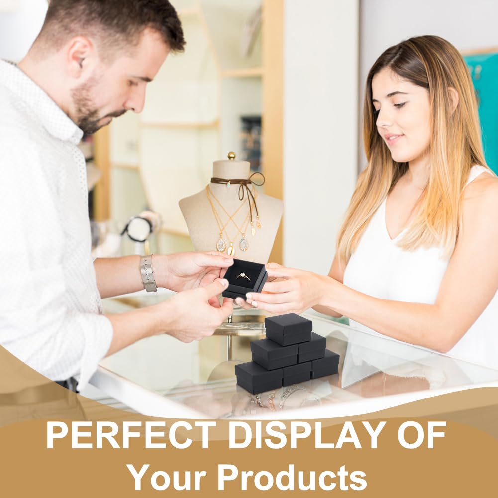 80 Scatoline Regalo Nere Per Gioielli - Porta Anelli E Orecchini In Cartone (52x52x32 Mm) - Foto 9