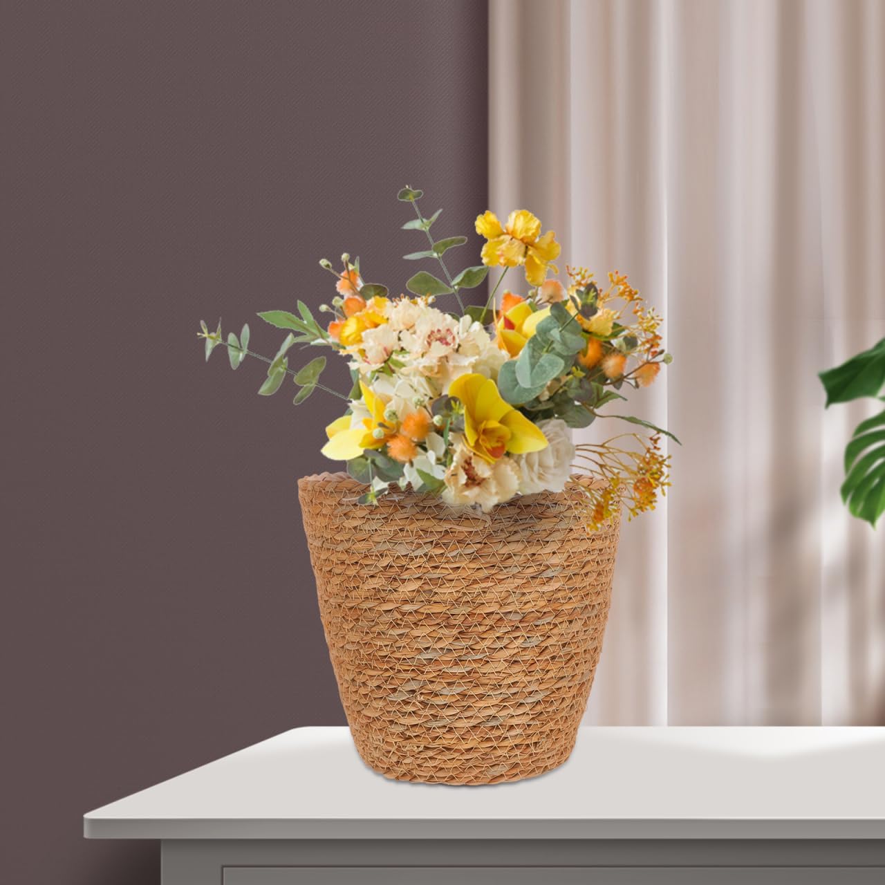 BESPORTBLE 2Pcs Seagrass Basket Covers for Indoor Plants Unique Decorative Storage Baskets Versatile Flower Pot Liners for Living Room Bedroom and Kitchen Decor