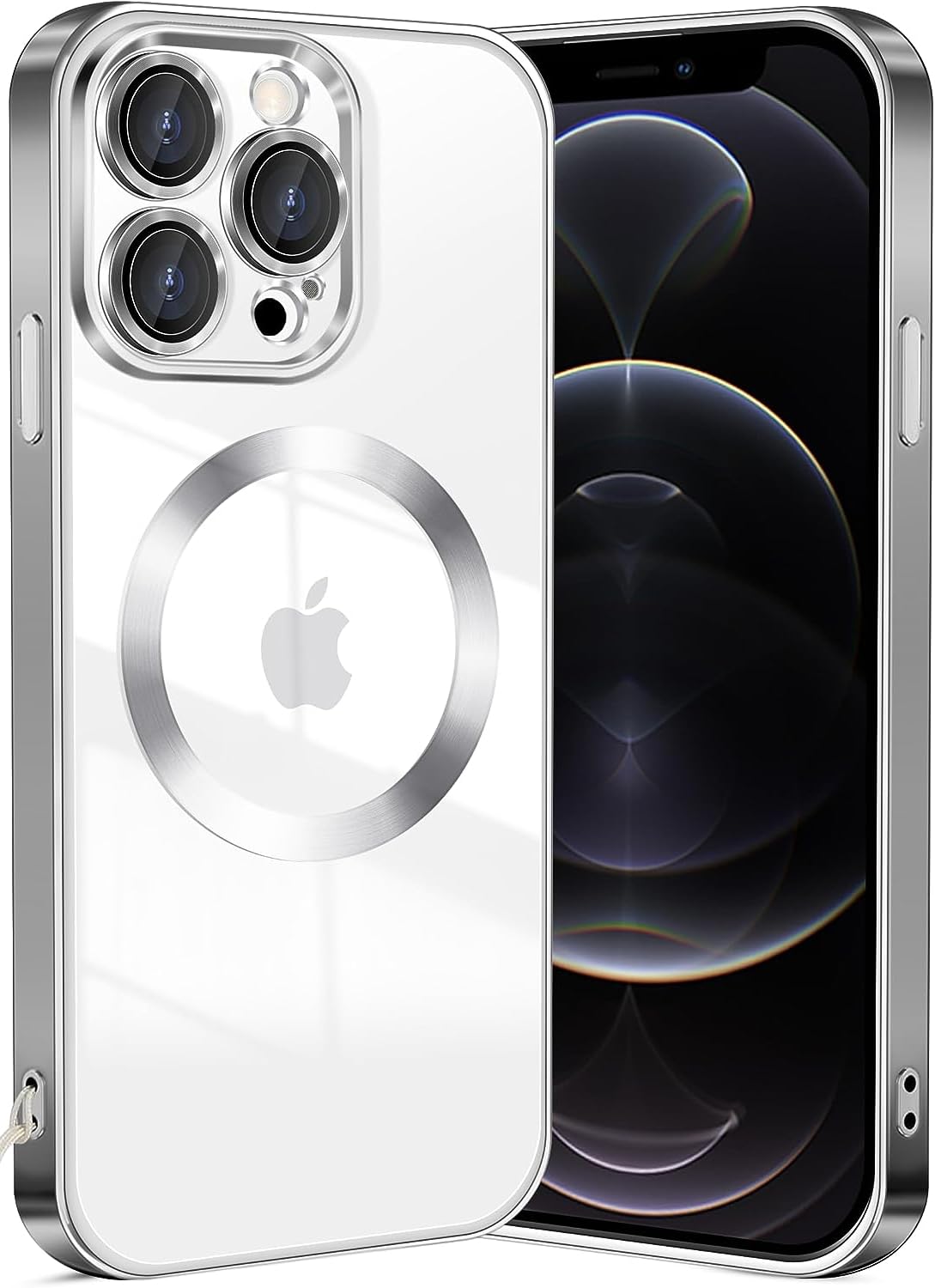 SHINESTAR Electroplated Logo View Case for iPhone 12 Pro Max, Camera Lens Full Protection Luxury Electroplated Transparent TPU Slim Back Cover for Apple iPhone 12 Pro Max - Silver