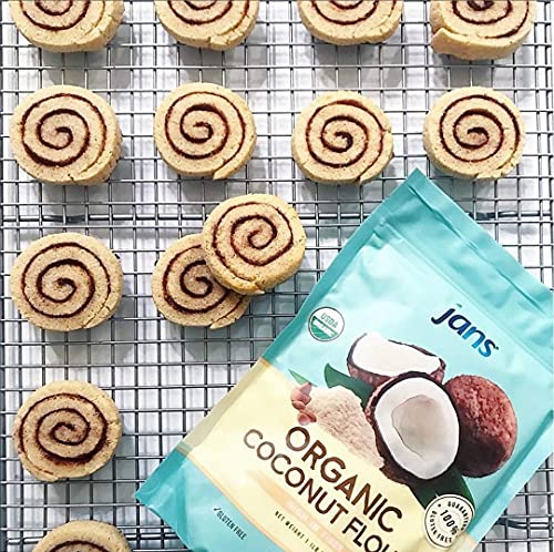 Jans Organic Coconut Flour 1.1Lb | Gluten-Free | Certified Organic | Keto, Paleo, & Vegan Friendly | Flour Substitute For Low Carb | High Fiber | Unbleached & Unrefined (1 Pack) #TOP4