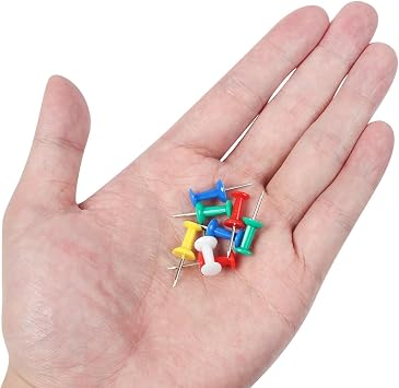Push Pins, 100 Pcs Reusable Drawing Pins with Solid Plastic Storage Box, Rustproof Thumb Tacks for Cork Notice Pinboard Bulletin Board - School & Office Use (Multicolor)