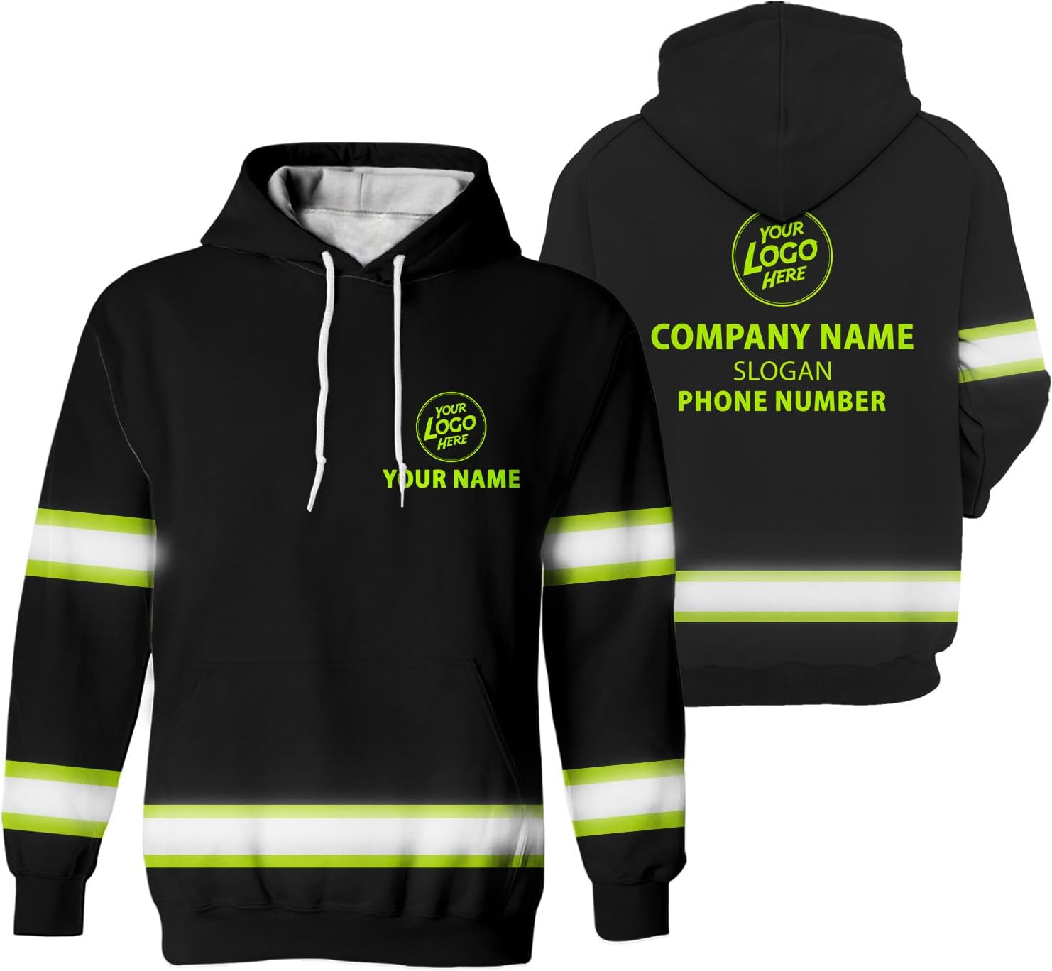 Work Uniform High Visibility Hoodie Custom Company Name/Logo, Hi Vis Reflective Safety Hoodie for Worker, Trucker