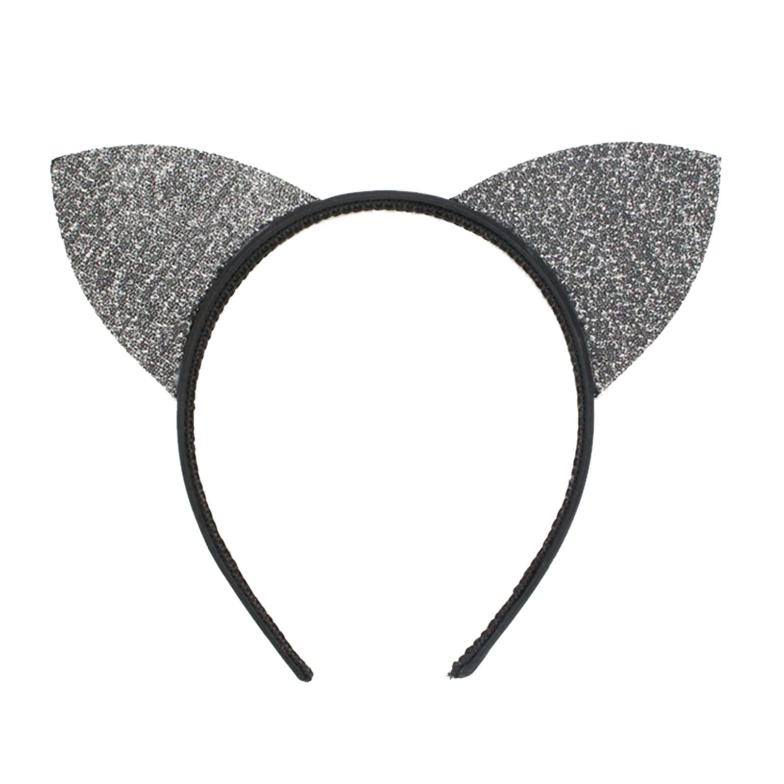 MookiraerCat Ears Halloween Christmas Headband for Women Girls Daily Wearing, Halloween Party Fancy Dress Cat Woman Hairband Cosplay (Silver)