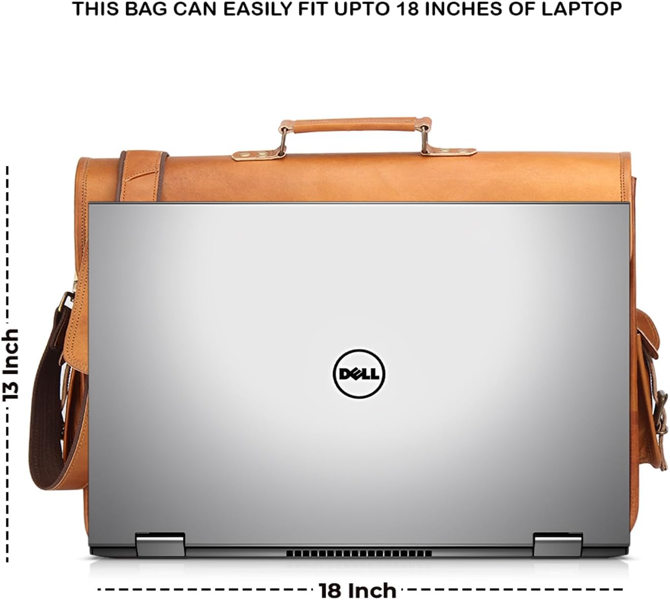 18 Inch Genuine Leather Vintage Messenger Bag - Briefcase Style for Men - Image 4