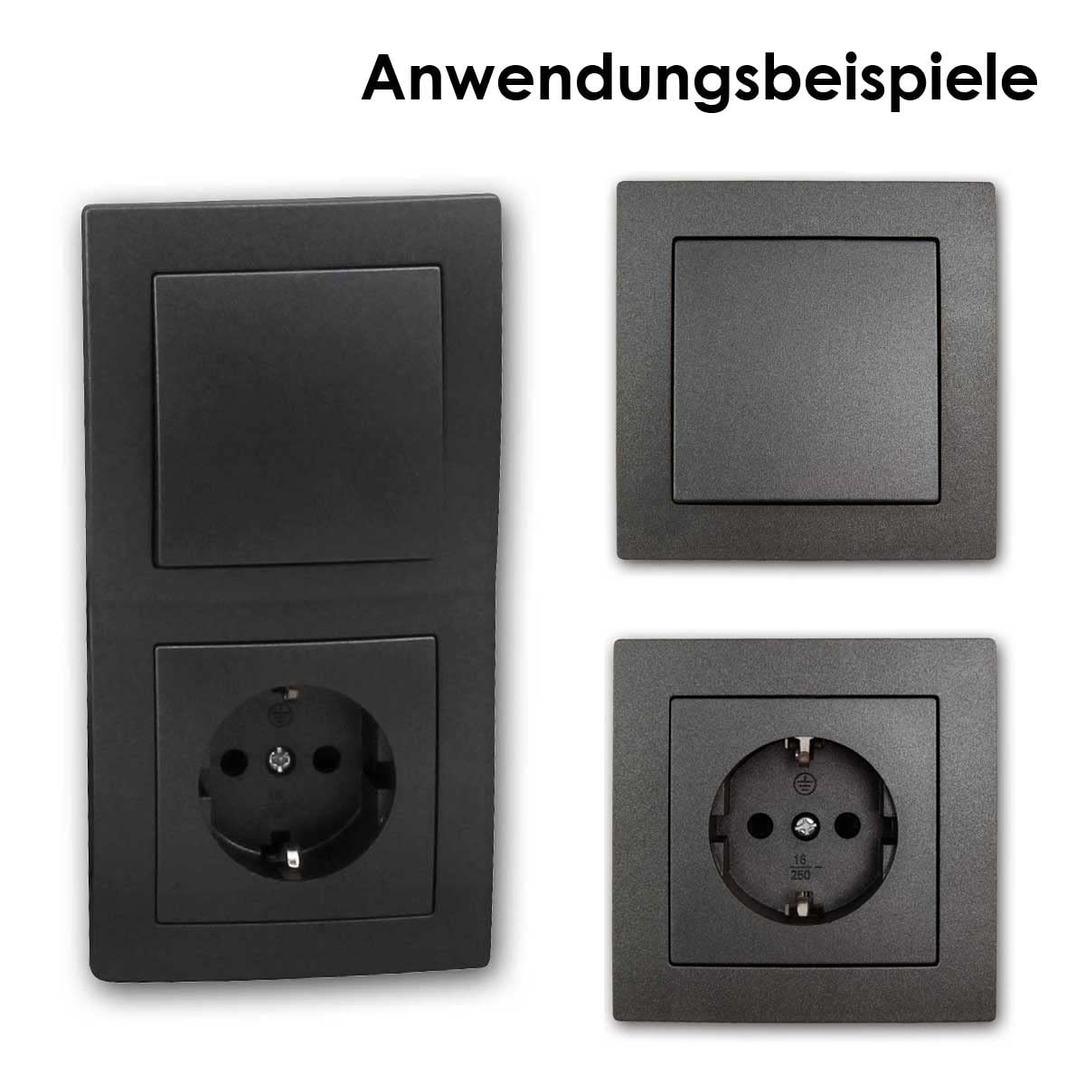 FLAIR Set "Standard Starter", 20-teilig, anthrazit, Schutzkontakt Steckdose, Lichtschalter, Schraubanschluss
