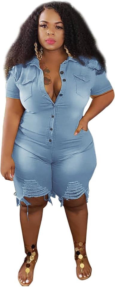 Amazon.com: Pantalones de mezclilla grandes para mujer, corte delgado, con  agujeros, pantalones cortos de una sola pieza : Ropa, Zapatos y Joyería