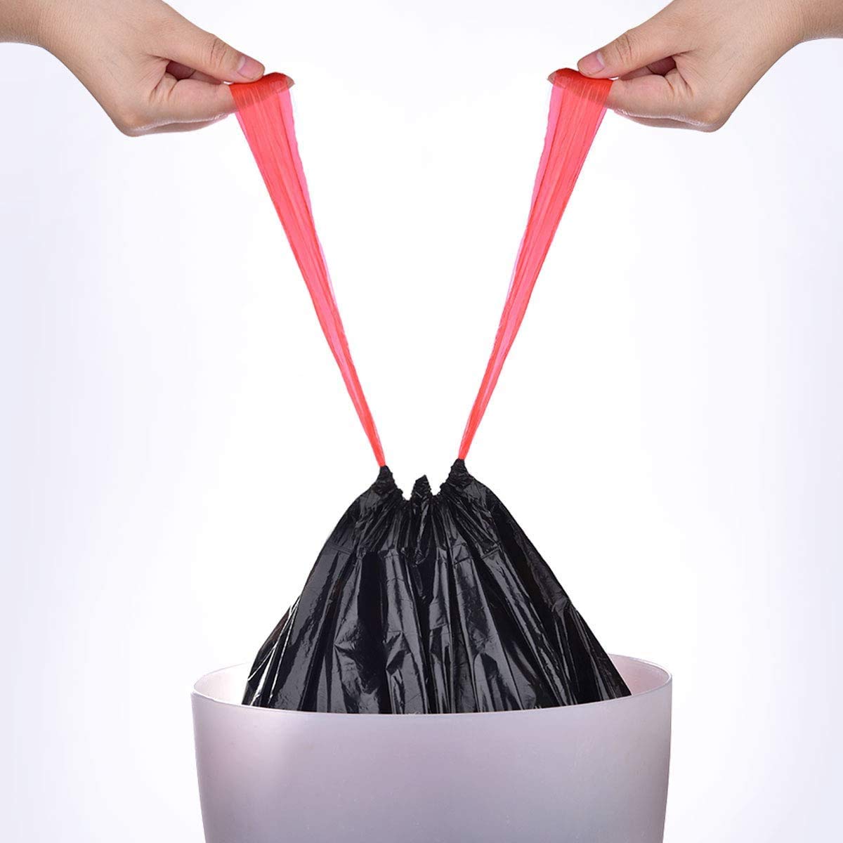 STARVAST - Lote de 10 rollos de 20 bolsas de basura de 60 L, asas deslizantes, bolsas de basura resistentes para basura alta, cocina salón, ultra resistente, antifugas, 64 x 71 cm, color negro
