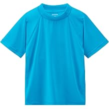 Boys Swim Shirts Short Sleeve Rash Guard Swimwear Water Beach Swimming Shirts Sun UV SPF T-Shirts Rashguard Cool for Toddler Youth Kids Bright Blue Size 12-14