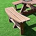 Giantex Wooden Picnic Table Set with Wood Bench, 4 Adults or 8 Kids Outdoor Round Table with Umbrella Hold Design, Perfect for Outdoor Garden Yard Pub Beer Dining, Dark Brown