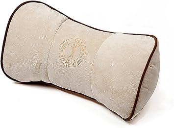 Alibo Neck Pain Relief Firm Travel Pillow Car Neck Rest Back Supports With Adjustable Elastic Strap Office Chair Recliner Head Pillow Airplane Cervical Cushion Pad Beige