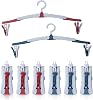Folding Clothes Hanger, 8 PCS Travel Hangers With Clips, 360 Degree Rotating Hook, Plastic Non-Slip Portable Multi-Purpose for Home Hotel Travel Camping, Blue, Red