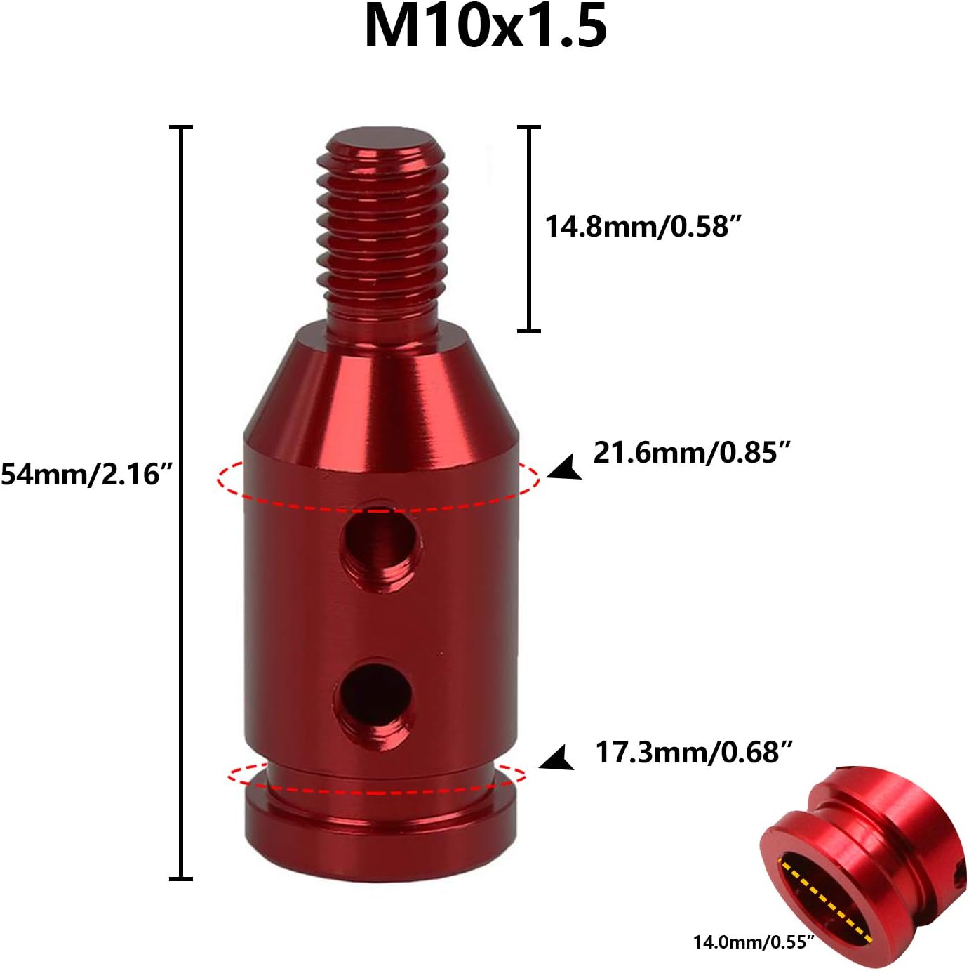 Monrand Shift Knob Shifter Adapter Universal Car Shift Knob Adapter Aluminum Alloy M10x1.5 Gear Shift Knob Adapter for Non-Threaded Manual Transmission,Car